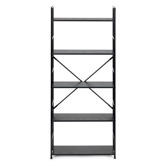 Raft larg din lemn modern LOFT cu 5 rafturi negre