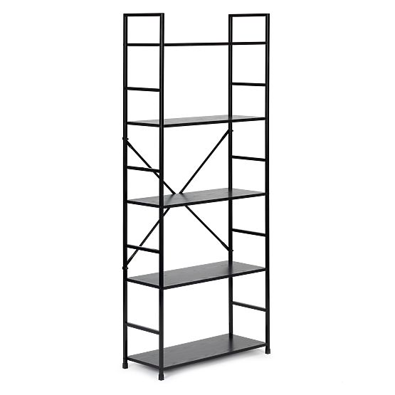 Raft larg din lemn modern LOFT cu 5 rafturi negre