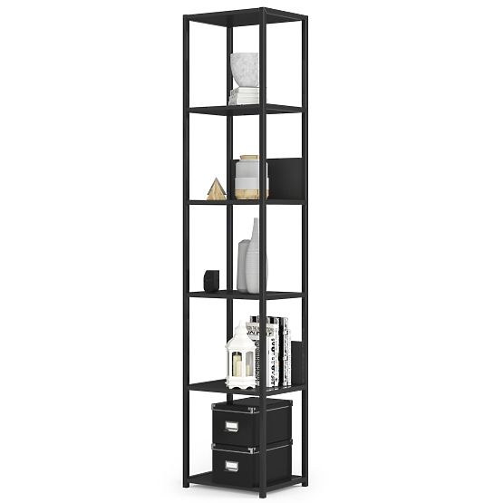 Raft metalic loft 40 cm - negru-negru - 6 rafturi