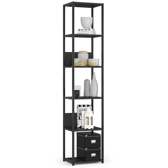 Raft metalic loft 40 cm - negru-negru - 6 rafturi