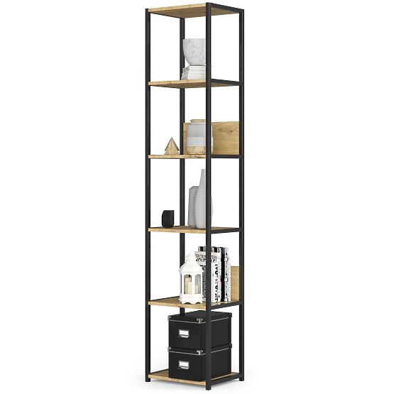 Raft metalic loft 40 cm - negru-stejar artisan - 6 rafturi