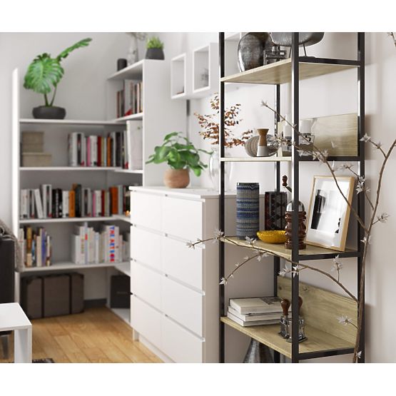 Raft metalic loft 70 cm - negru-stejar artisan - 6 rafturi