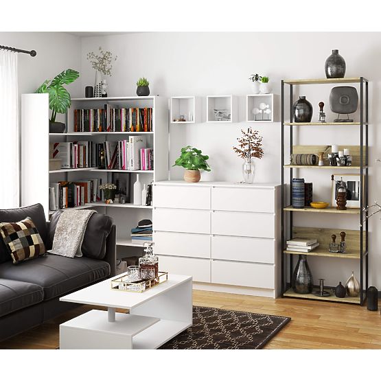 Raft metalic loft 70 cm - negru-stejar artisan - 6 rafturi