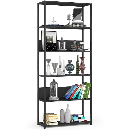 Raft metalic loft 80 cm - negru-negru - 6 rafturi