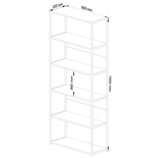 Raft metalic loft 80 cm - negru-stejar artisan - 6 rafturi