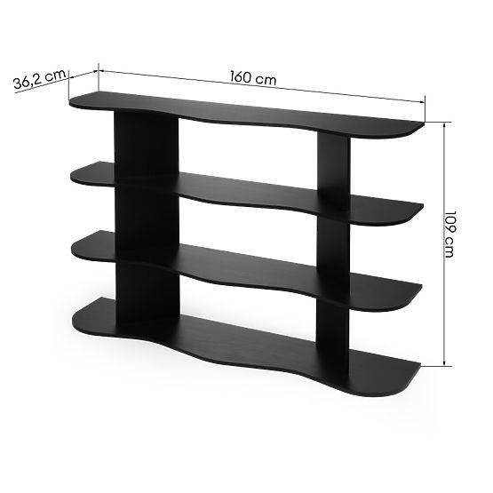 Raft mic Rheo, negru, ondulat