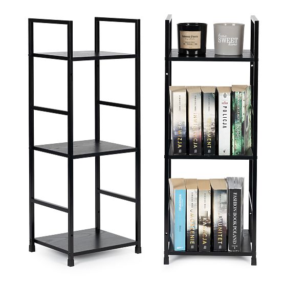 Raft modern din lemn cu cadru metalic LOFT 3 rafturi negru