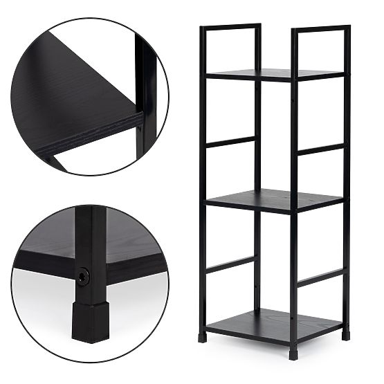 Raft modern din lemn cu cadru metalic LOFT 3 rafturi negru
