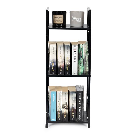 Raft modern din lemn cu cadru metalic LOFT 3 rafturi negru