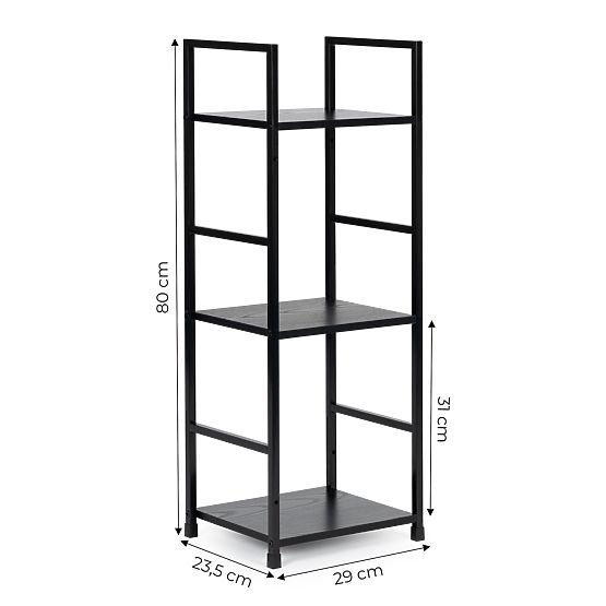 Raft modern din lemn cu cadru metalic LOFT 3 rafturi negru