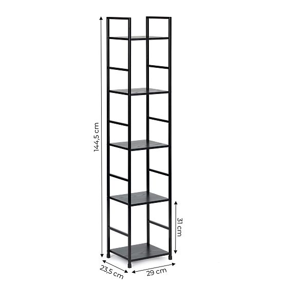 Raft modern din lemn cu cadru metalic LOFT 5 rafturi