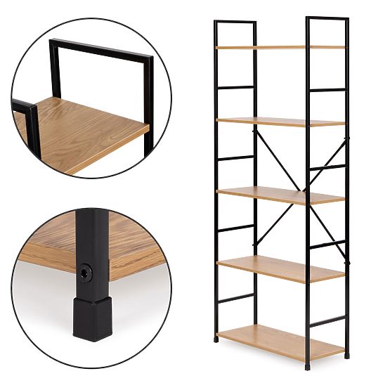 Raft modern din lemn LOFT cu 5 rafturi