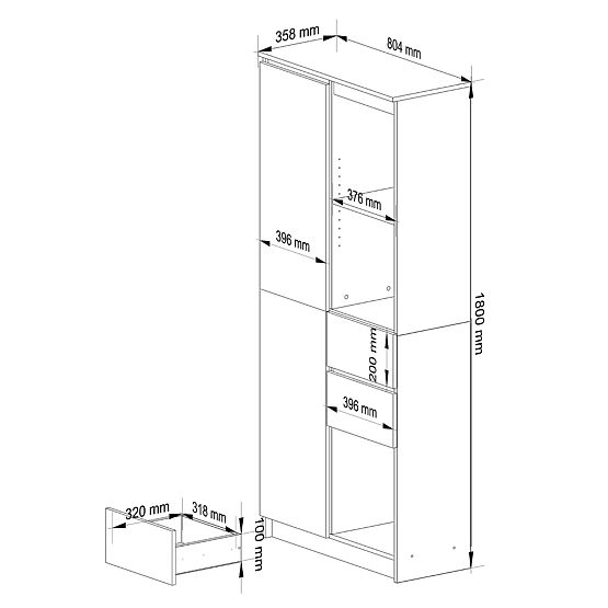 RAFT OFFICE R 80 cm CLP R15 PK ALB / ALB LUCIOAS