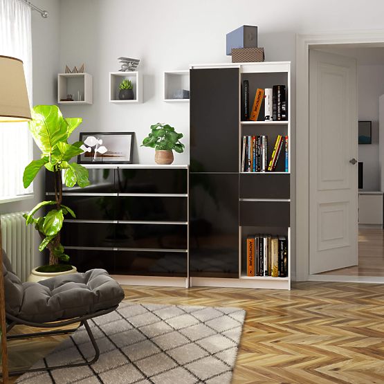 RAFT OFFICE R 80 cm CLP R15 PK ALB / NEGRU LUCIOAS