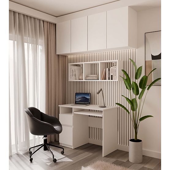 Raftă suspendată COBI 1X3 - Raft de perete modern, 3 compartimente, alb mat