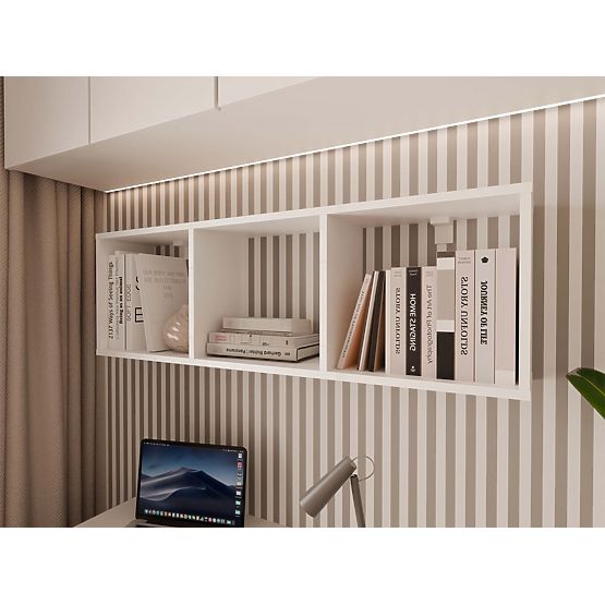 Raftă suspendată COBI 1X3 - Raft de perete modern, 3 compartimente, alb mat