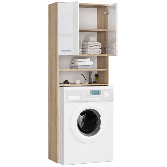 RAFTUL DE BAIE FIN PESTE MAȘINA DE SPĂLAT STEJAR SONOMA / LUCIOAS ALB