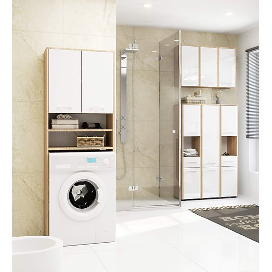 RAFTUL DE BAIE FIN PESTE MAȘINA DE SPĂLAT STEJAR SONOMA / LUCIOAS ALB