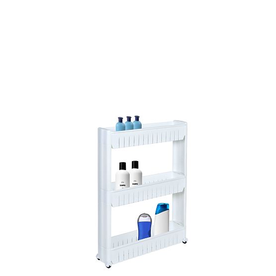 Rafturi de baie pe roți albe 3 niveluri Leira