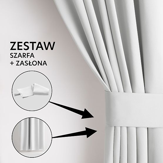 RESTILO perdea BLACKOUT culoare albă, stil clasic, inele argintii, material blackout