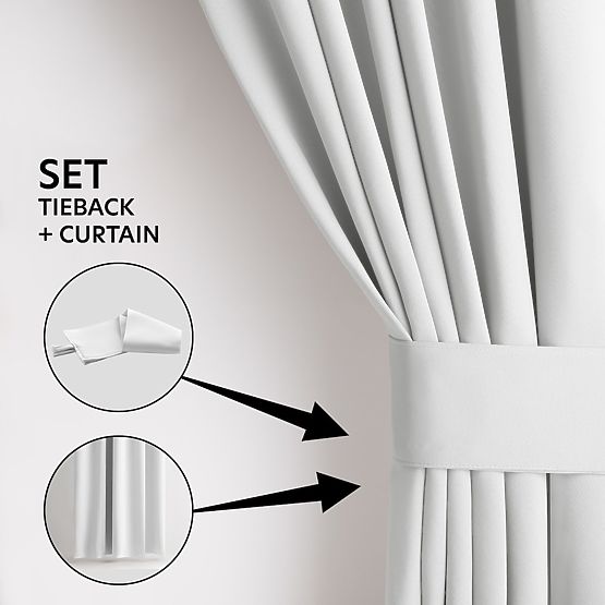 RESTILO perdea BLACKOUT culoare albă, stil clasic, inele argintii, material blackout