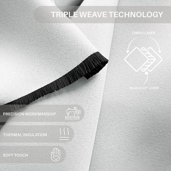 RESTILO perdea BLACKOUT culoare albă, stil clasic, inele argintii, material blackout