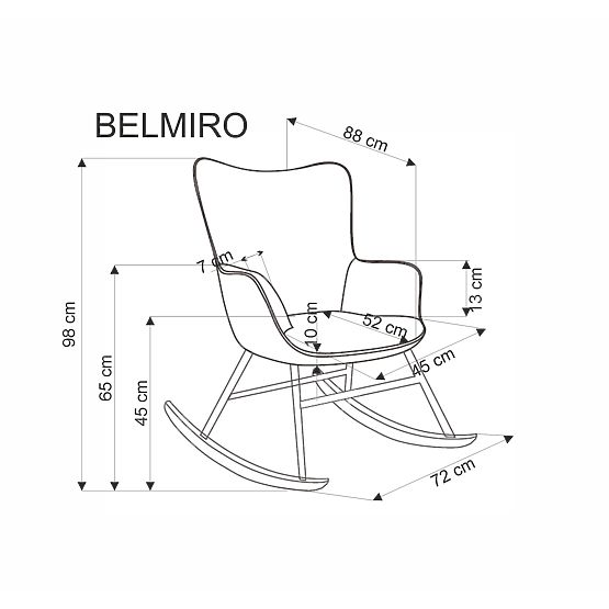 Scaun balansoar BELMIRO - catifea gri