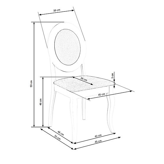 Scaun BAROCK alb / gri (1p=2buc)
