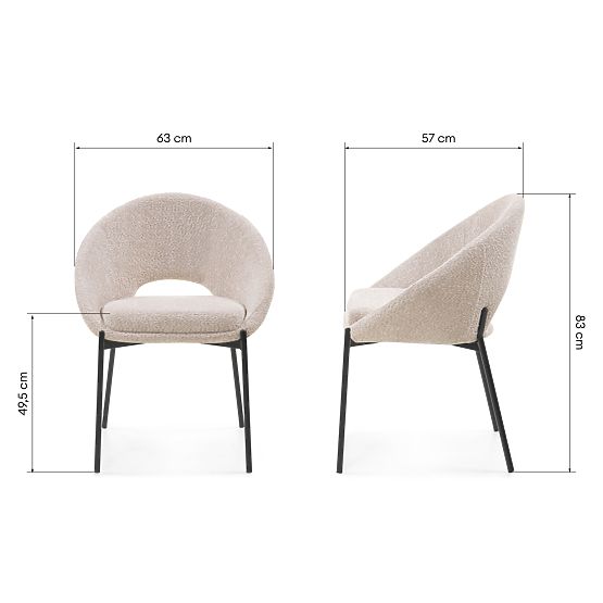 Scaun cu deschidere în spătar Luigi bej/picioare negre