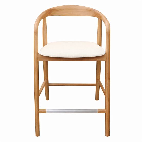 Scaun de bar din lemn Ludvika 2.0, rotunjit, natural/crem