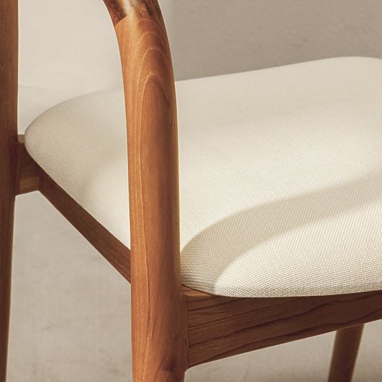 Scaun de bar din lemn Ludvika 2.0, rotunjit, natural/crem
