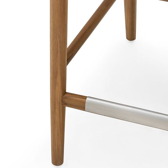 Scaun de bar din lemn Ludvika 2.0, rotunjit, natural/crem