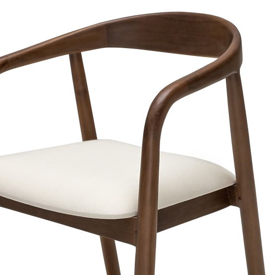 Scaun de bar din lemn Ludvika 2.0, rotunjit, nuc/crem