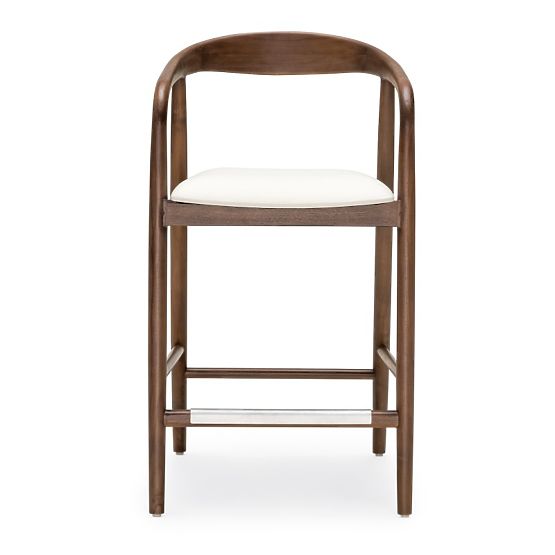 Scaun de bar din lemn Ludvika 2.0, rotunjit, nuc/crem