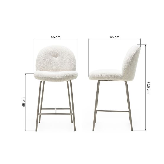 Scaun de bar Fiori bej deschis, forme rotunjite