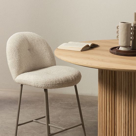 Scaun de bar Fiori bej deschis, forme rotunjite