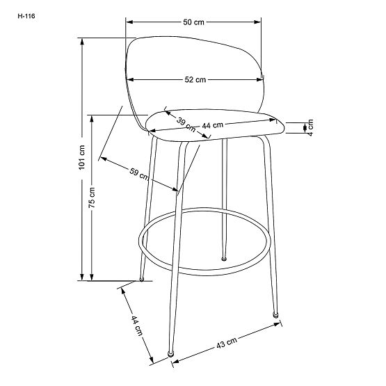 Scaun de bar H116 crem / auriu (1p=2buc)
