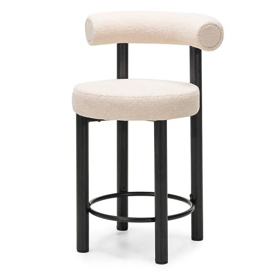 Scaun de bar Pedro, bej/picioare negre, boucle