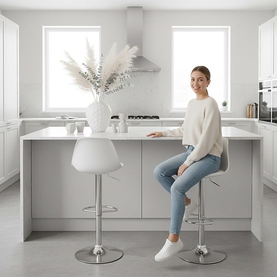 Scaun de bar Ricardo alb