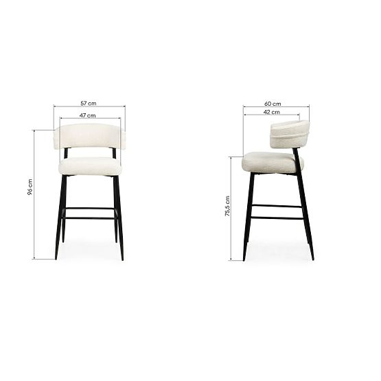 Scaun de bar Rosario crem/negru picioare