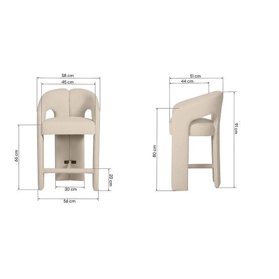 Scaun de bar tapițat Castelo bej