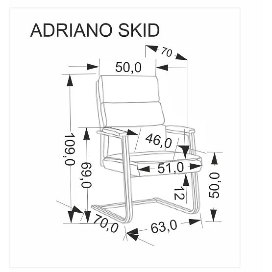 Scaun de birou ADRIANO SKID negru