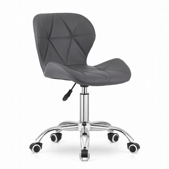 Scaun de birou rotativ cu spătar larg eco-piele crom gri