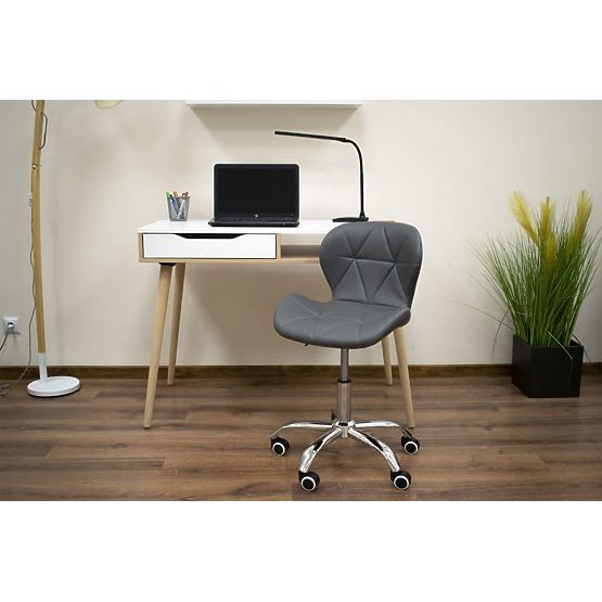Scaun de birou rotativ cu spătar larg eco-piele crom gri