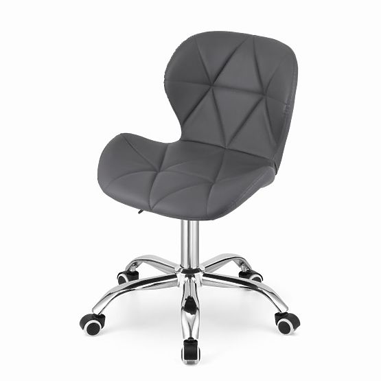 Scaun de birou rotativ cu spătar larg eco-piele crom gri