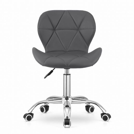 Scaun de birou rotativ cu spătar larg eco-piele crom gri