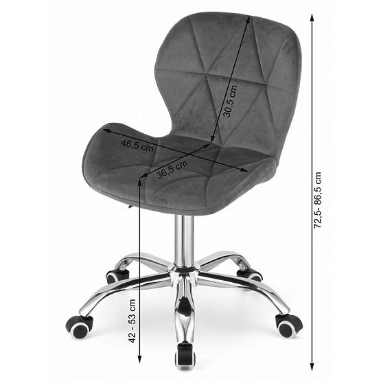 Scaun de birou rotativ cu spătar larg eco-piele crom gri