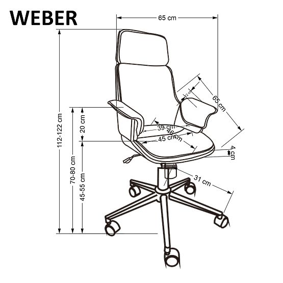 Scaun de birou WEBER nuc / negru