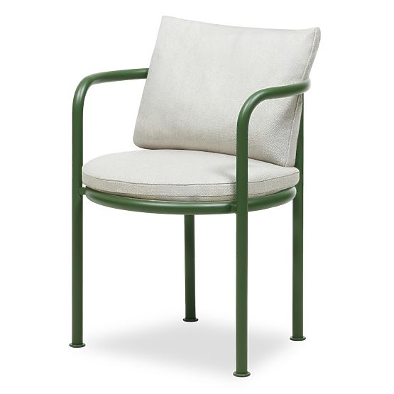 Scaun de grădină Amarello din aluminiu, bej deschis/verde, rotunjit