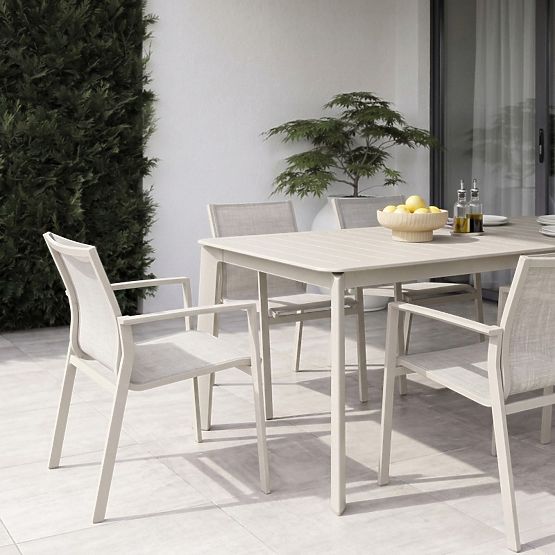 Scaun de grădină Canelli din aluminiu, bej deschis